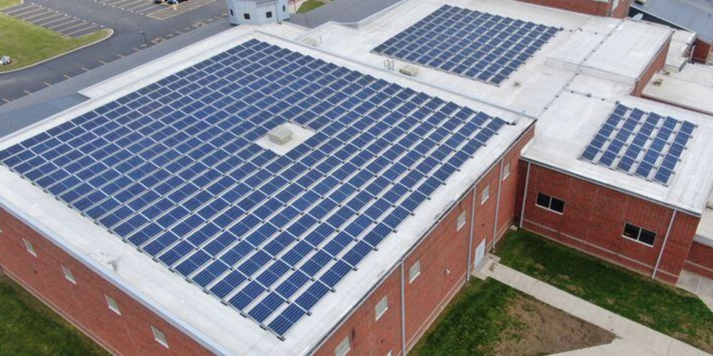 Schools can install commercial-scale solar systems. Image via Dayton Daily News