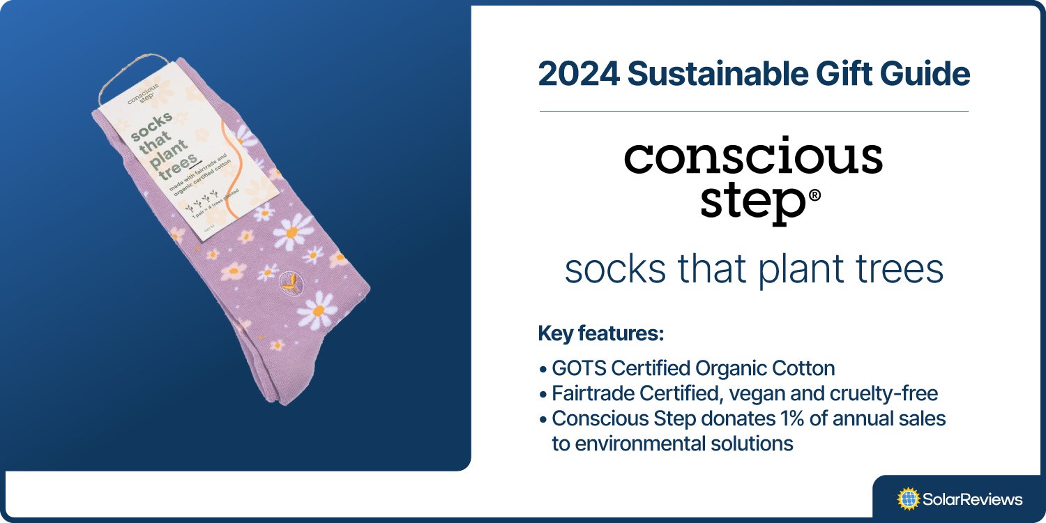 SolarReviews chose Conscious Step Socks That Plant Trees for their Sustainable Gift Guide