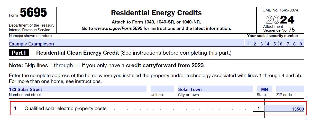 Screenshot of Form 5695 line 1