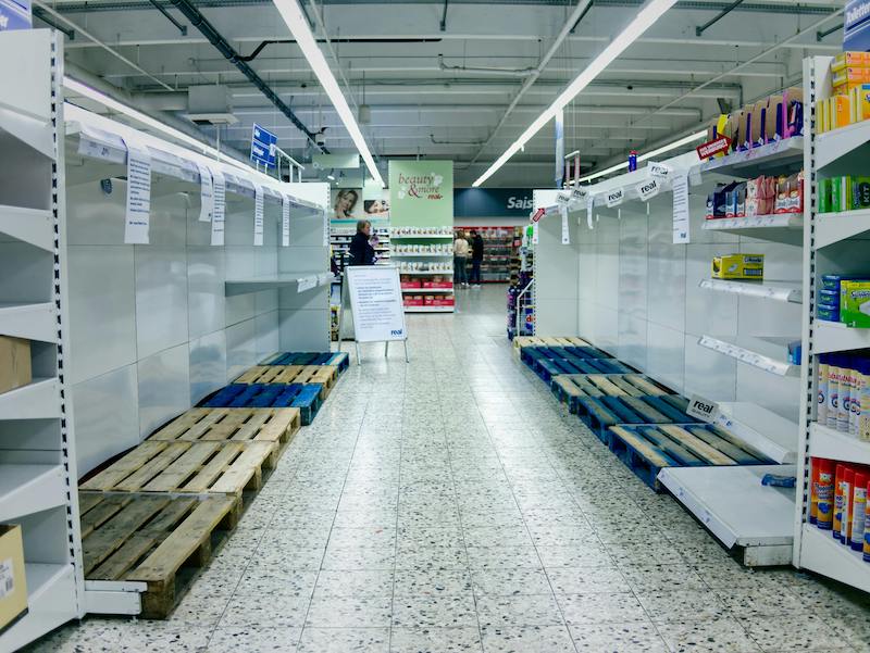 empty grocery store shelves