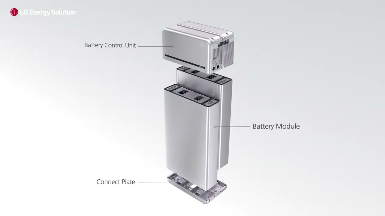 A diagram showing the components of an LG Energy Solution RESU Prime battery