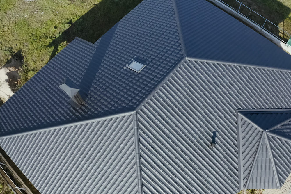 aerial view of metal corrugated roof