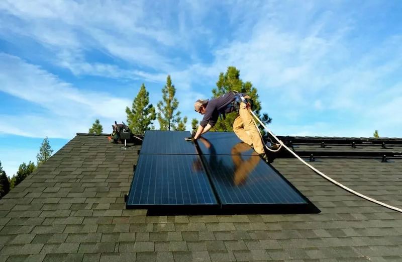 Residential solar panel installation on an Oregon home