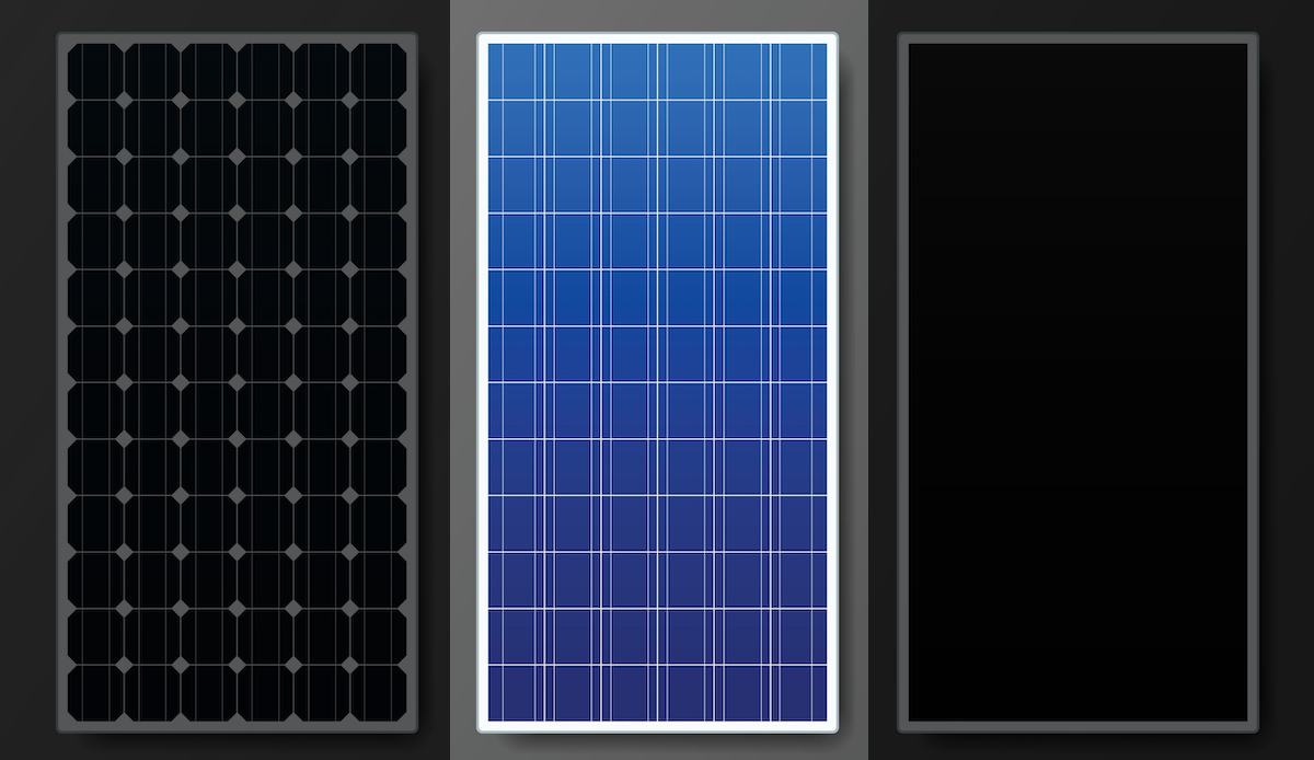 polycrystalline solar panel illustration with other types of solar panels blacked out