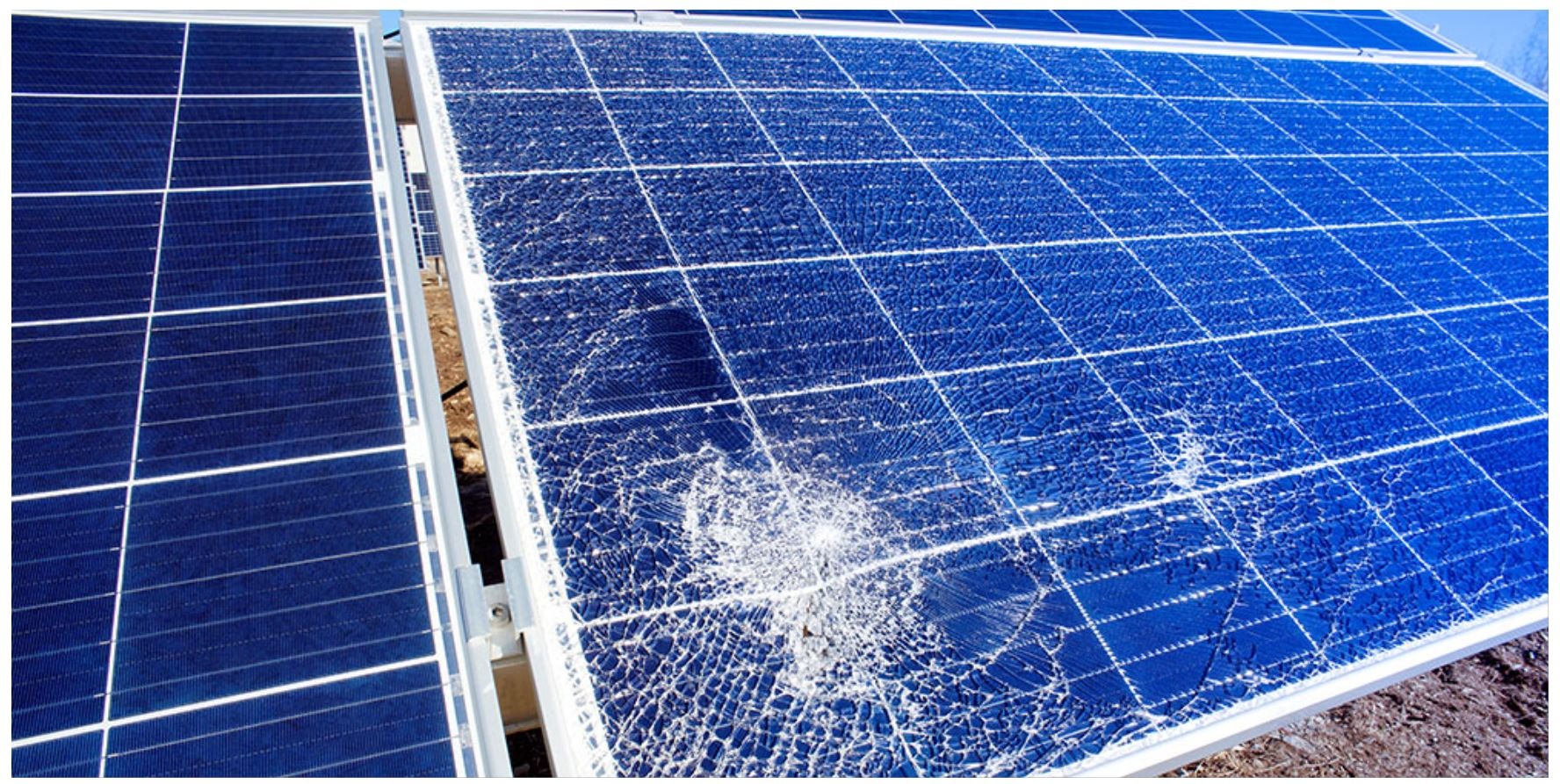 a damaged solar panel