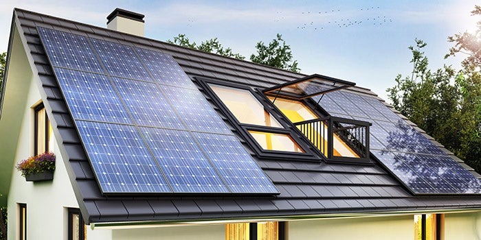 solar panels on a modern home roof