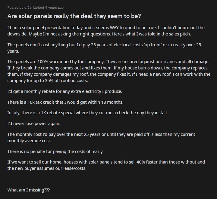 reddit question about solar panels