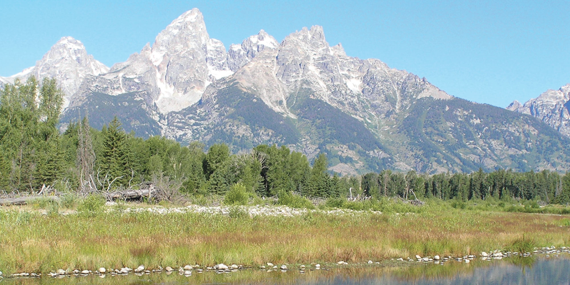 View of the Teton Mountains in Grand Teton National Park