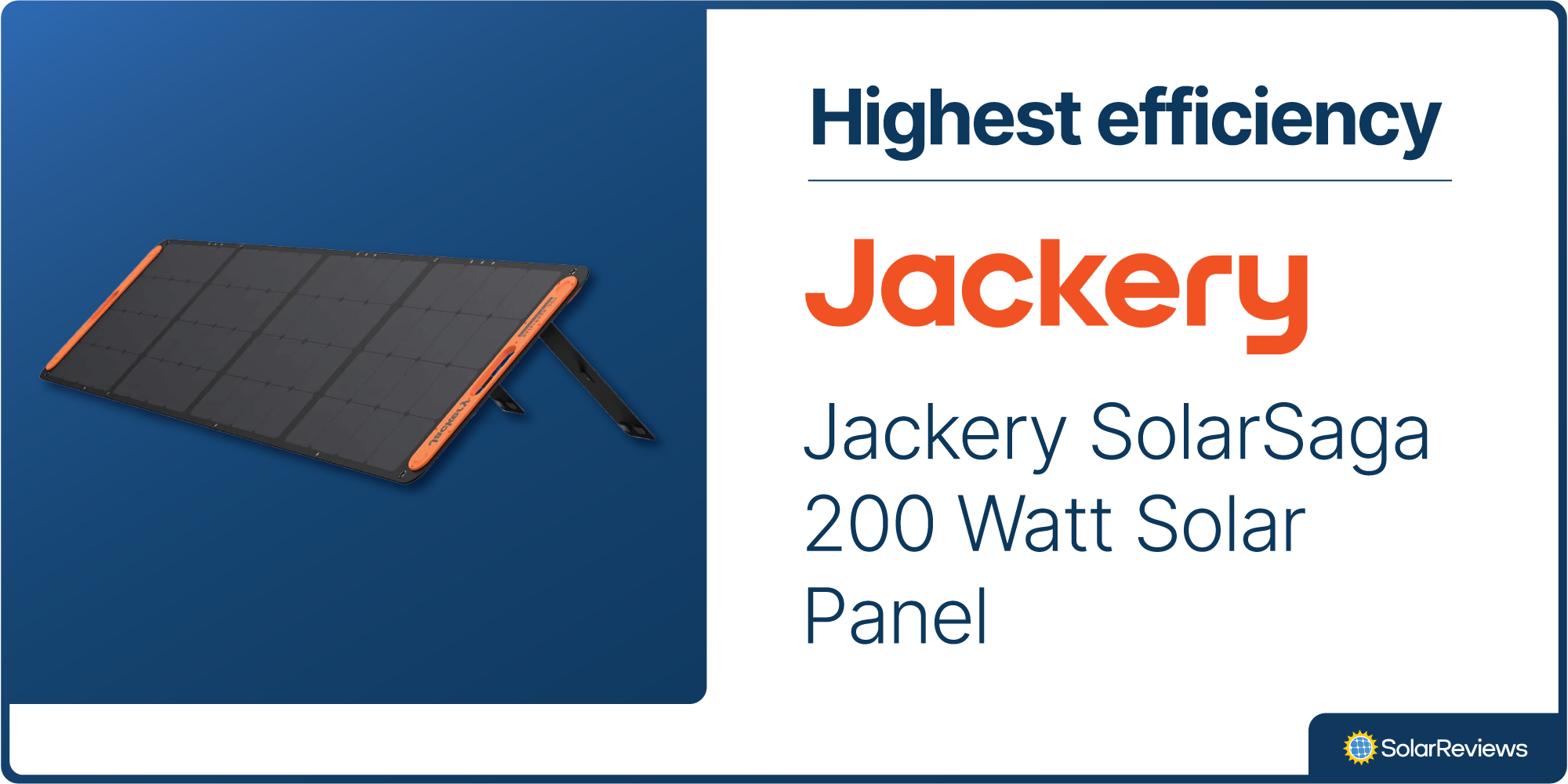 SolarReviews voted the Jackery SolarSaga 200 Watt Solar Panel as the most efficient solar panel for RV use.