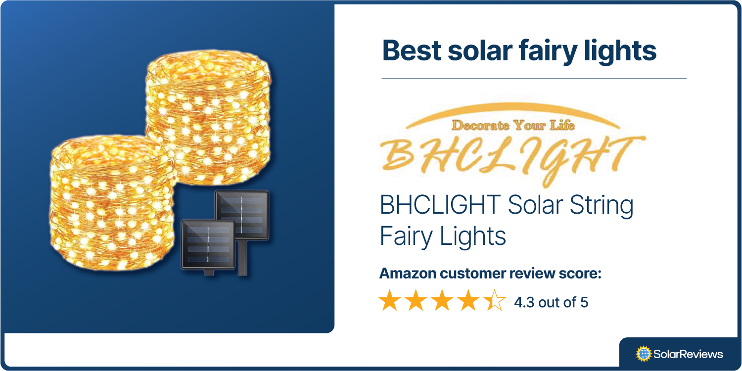 Image of BHCLIGHT Solar String Fairy Lights, our best solar fair lights pick for solar string lights with a 4.3 out of 5 star Amazon Customer Review Score.