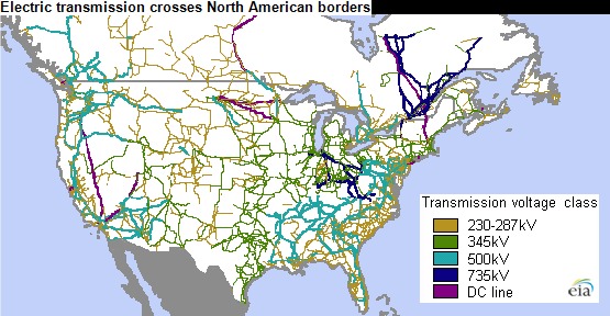 A map of U.S. transmission lines