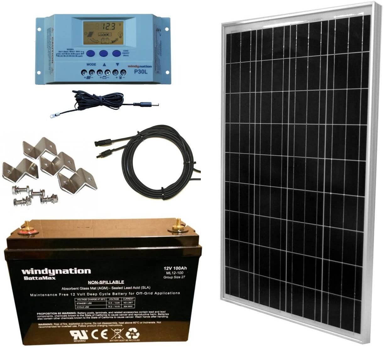 Photo of the WindyNation solar kit on a white background